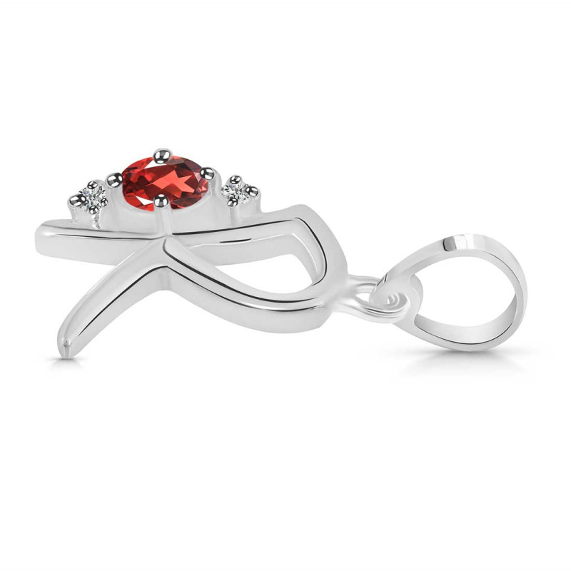 Garnet & White Topaz Alphabet R Pendant