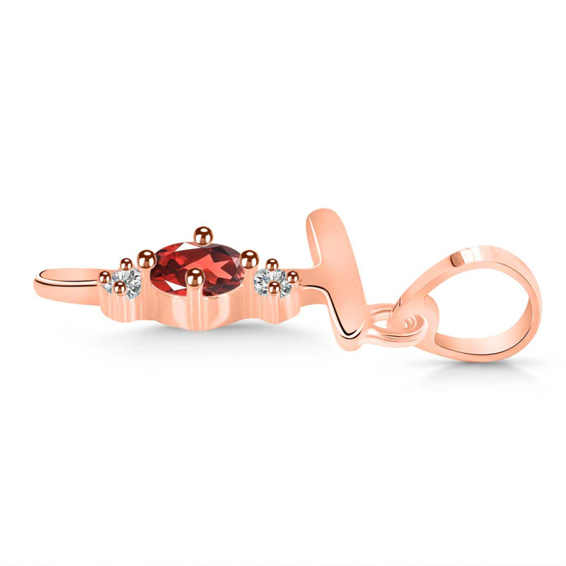 Garnet & White Topaz Alphabet T Pendant GAR-RDA-20.