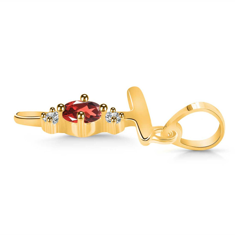 Garnet & White Topaz Alphabet T Pendant GAR-RDA-20.