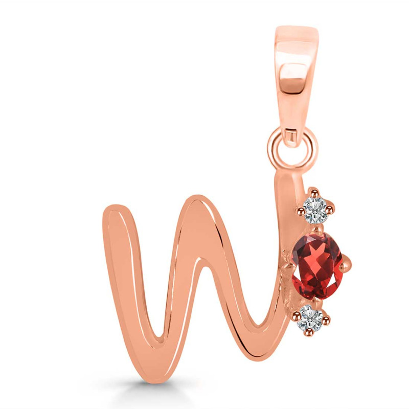 Garnet & White Topaz Alphabet W Pendant GAR-RDA-23.