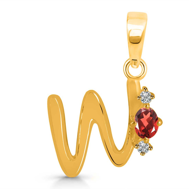 Garnet & White Topaz Alphabet W Pendant GAR-RDA-23.