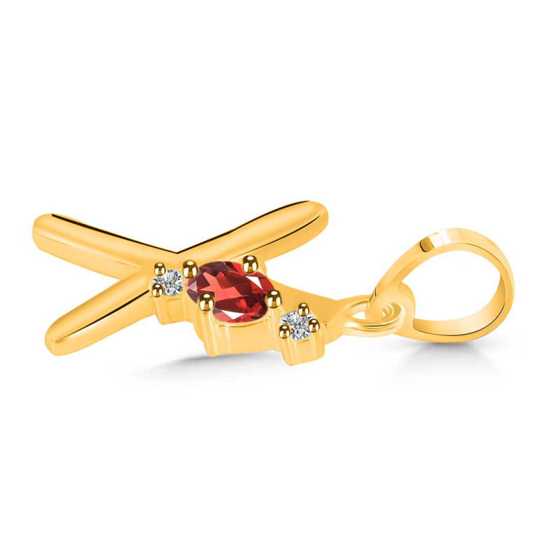 Garnet & White Topaz Alphabet X Pendant GAR-RDA-24.