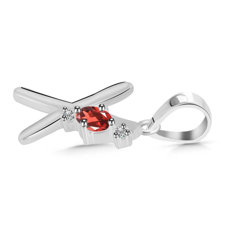 Garnet & White Topaz Alphabet X Pendant