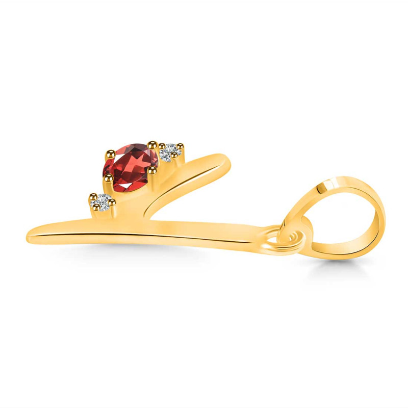 Garnet & White Topaz Alphabet Y Pendant GAR-RDA-25.