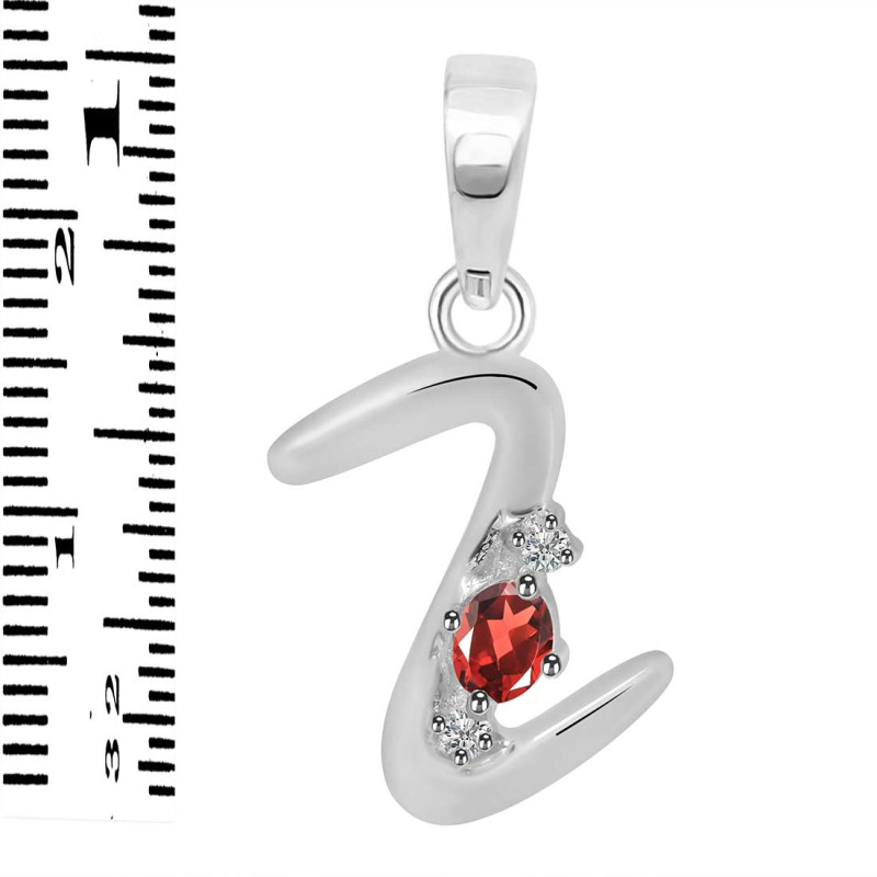Garnet & White Topaz Alphabet Z Pendant GAR-RDA-26.