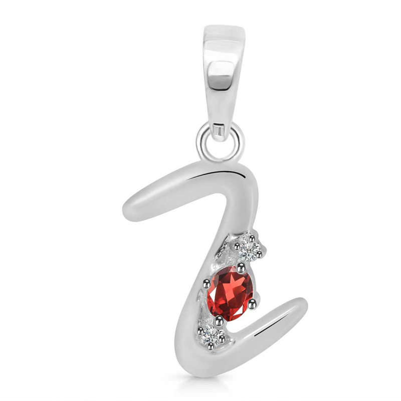 Garnet & White Topaz Alphabet Z Pendant GAR-RDA-26.