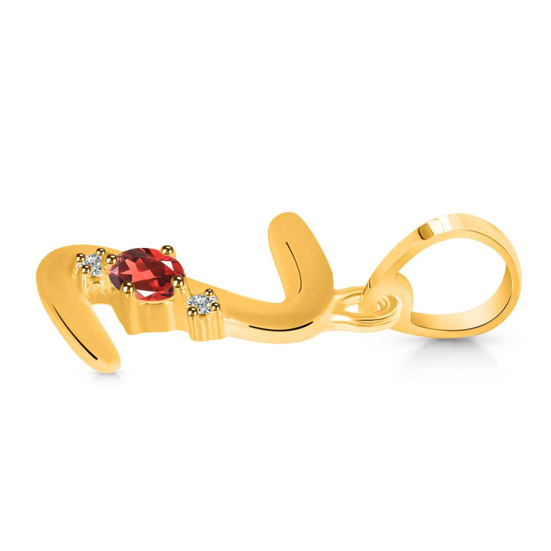 Garnet & White Topaz Alphabet Z Pendant GAR-RDA-26.
