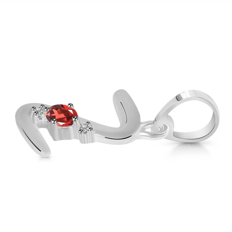 Garnet & White Topaz Alphabet Z Pendant