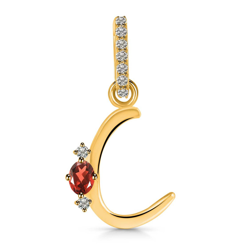 Garnet & White Topaz Alphabet C Pendant GAR-RDA-29.