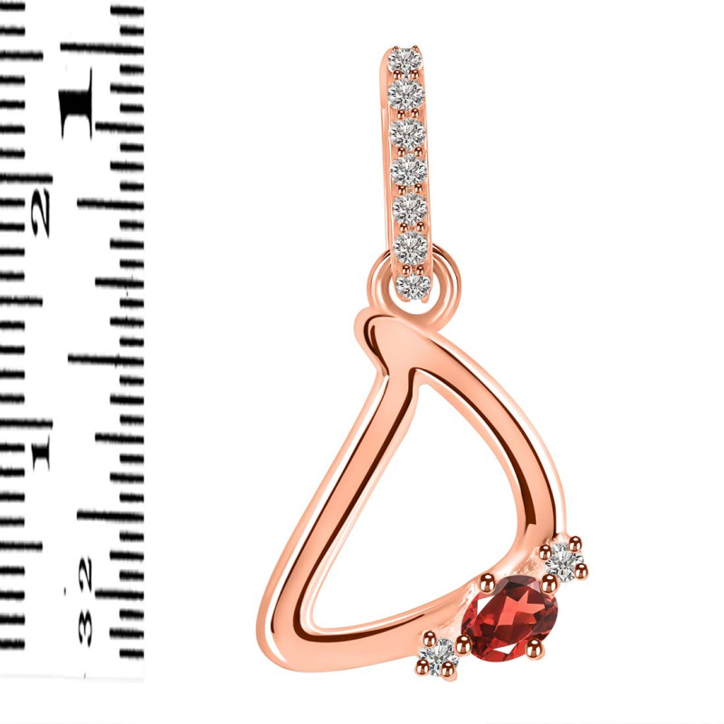 Garnet & White Topaz Alphabet D Pendant GAR-RDA-30.