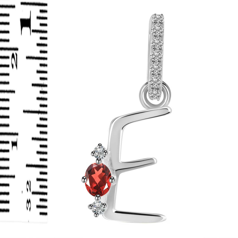 Garnet & White Topaz Alphabet E Pendant GAR-RDA-31.