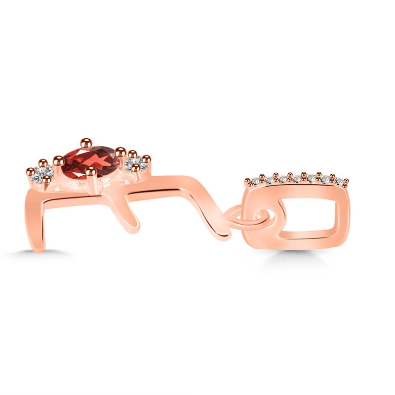 Garnet & White Topaz Alphabet E Pendant GAR-RDA-31.