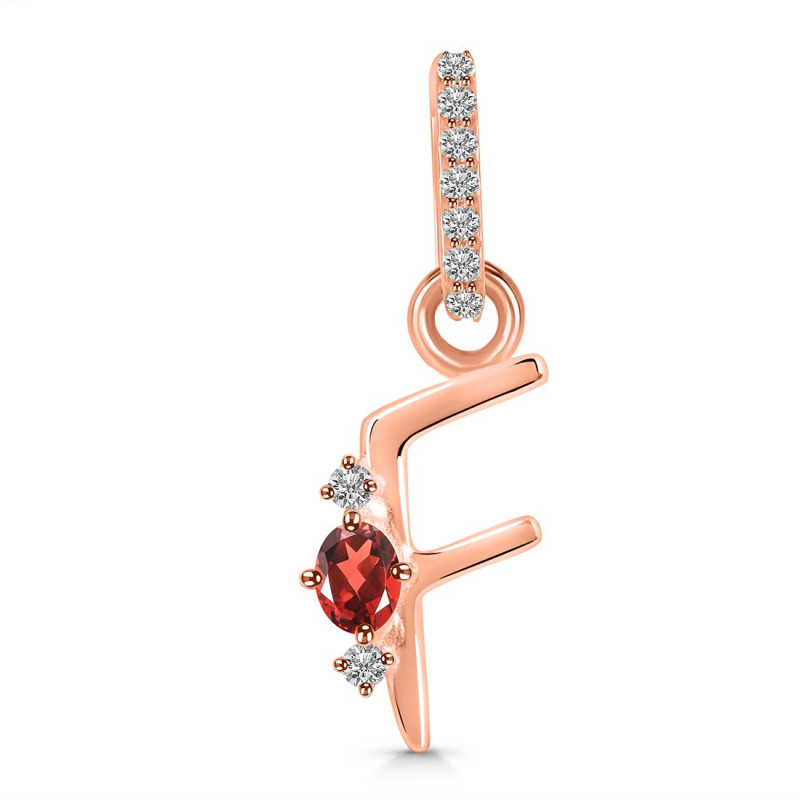 Garnet & White Topaz Alphabet F Pendant GAR-RDA-32.