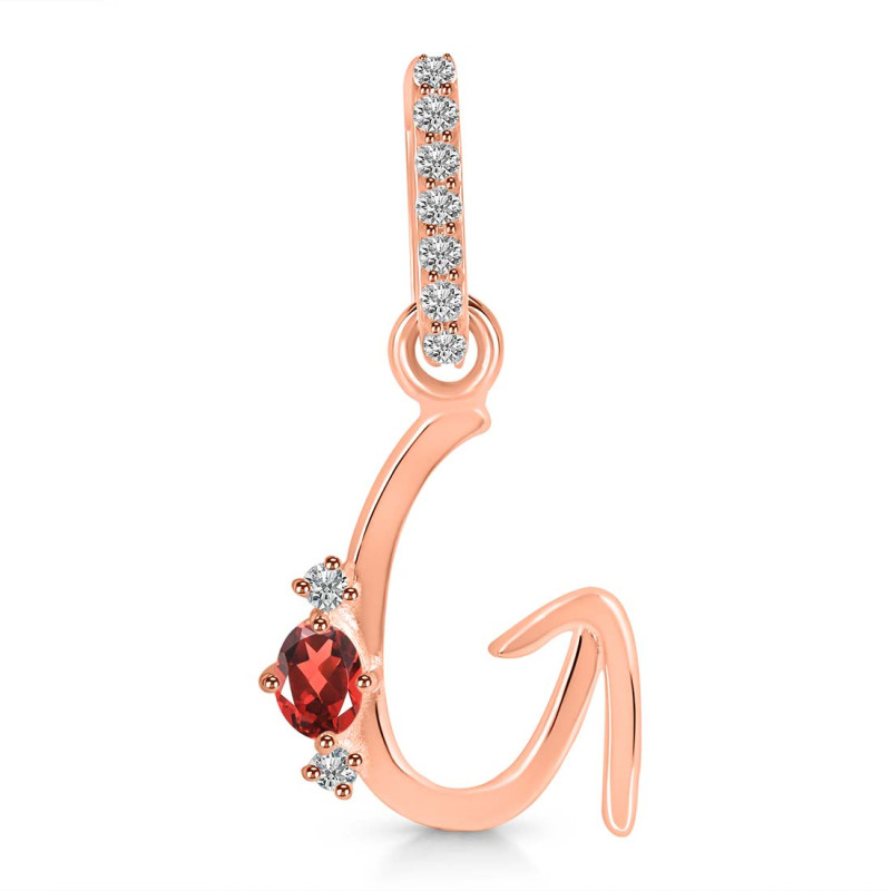 Garnet & White Topaz Alphabet G Pendant GAR-RDA-33.