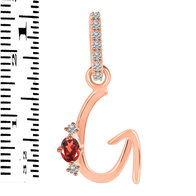 Garnet & White Topaz Alphabet G Pendant GAR-RDA-33.