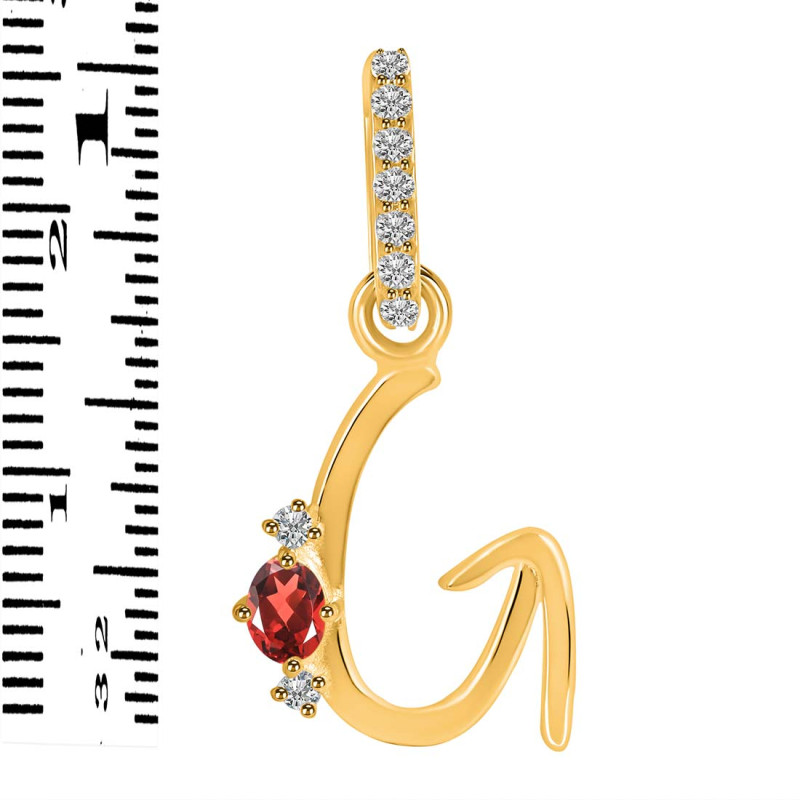 Garnet & White Topaz Alphabet G Pendant GAR-RDA-33.