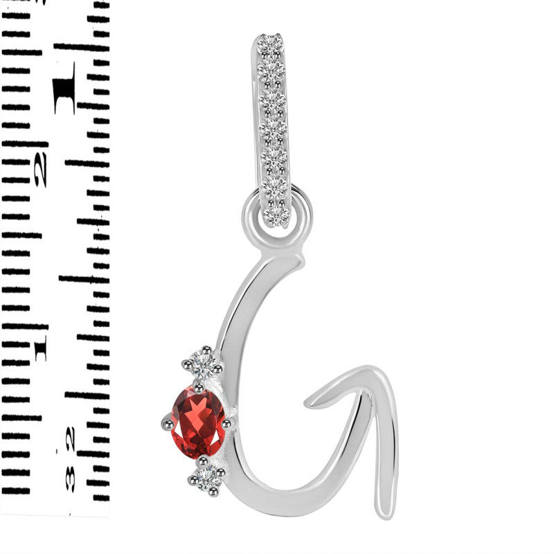 Garnet & White Topaz Alphabet G Pendant GAR-RDA-33.