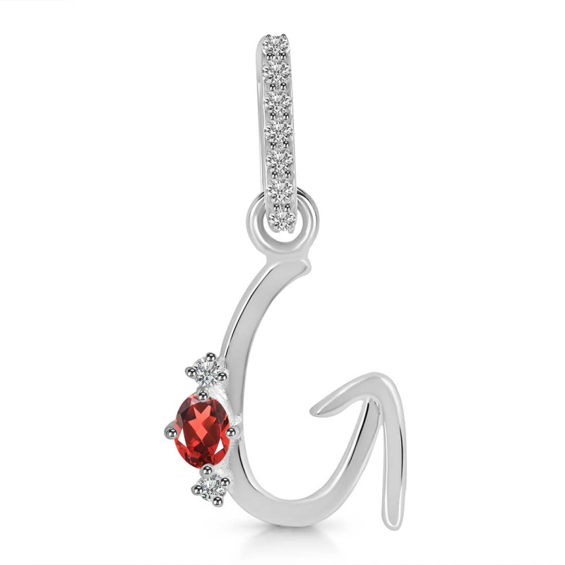 Garnet & White Topaz Alphabet G Pendant GAR-RDA-33.