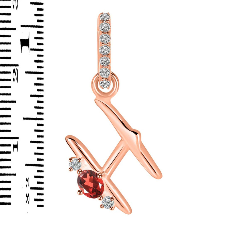 Garnet & White Topaz Alphabet H Pendant GAR-RDA-34.