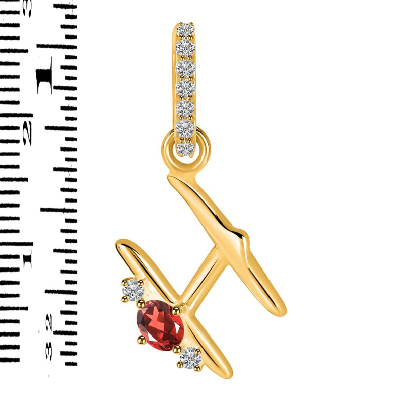 Garnet & White Topaz Alphabet H Pendant GAR-RDA-34.
