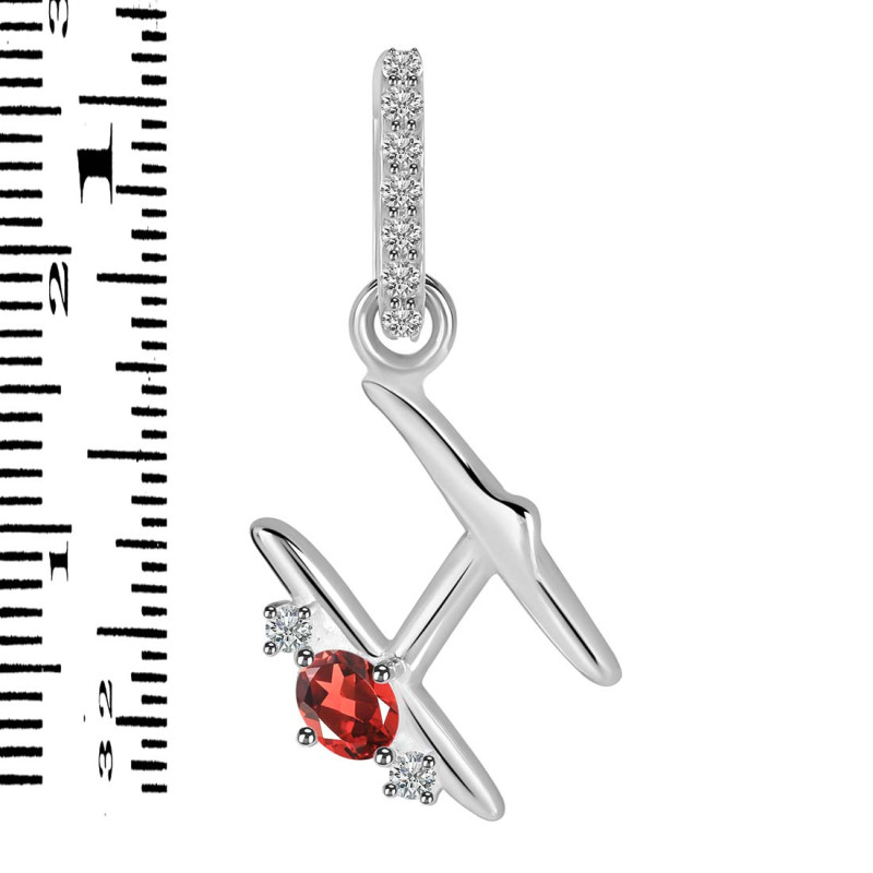 Garnet & White Topaz Alphabet H Pendant GAR-RDA-34.