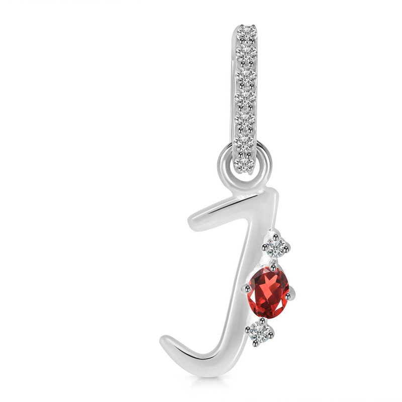 Garnet & White Topaz Alphabet J Pendant GAR-RDA-36.