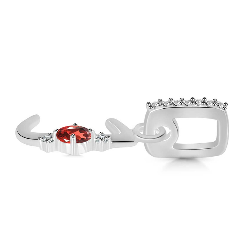 Garnet & White Topaz Alphabet J Pendant