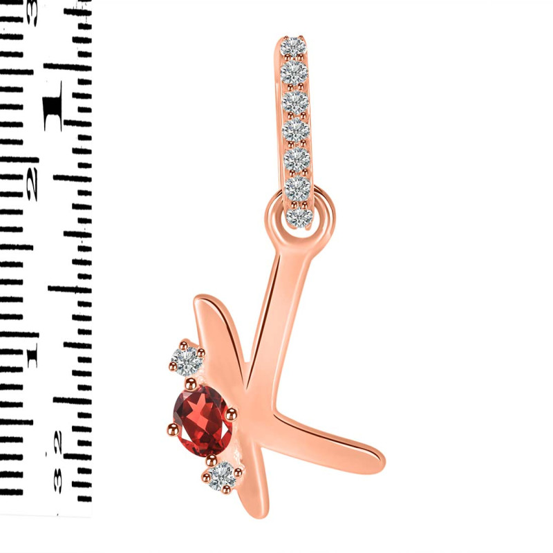 Garnet & White Topaz Alphabet K Pendant GAR-RDA-37.