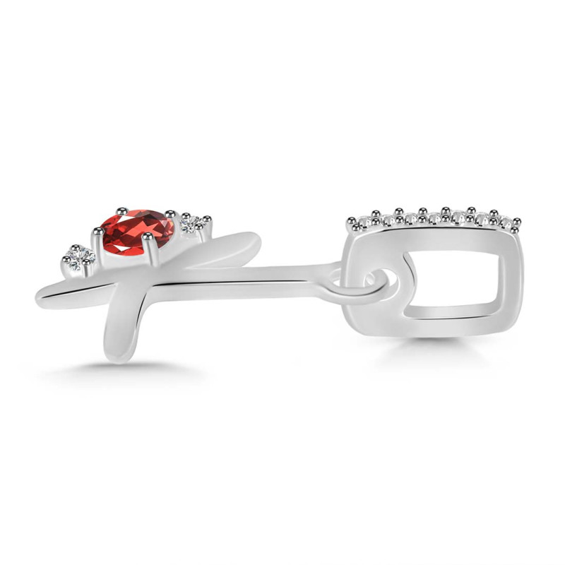 Garnet & White Topaz Alphabet K Pendant