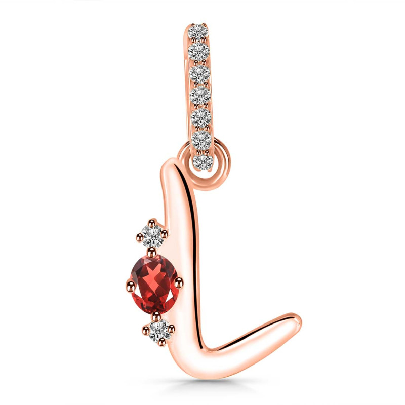 Garnet & White Topaz Alphabet L Pendant GAR-RDA-38.