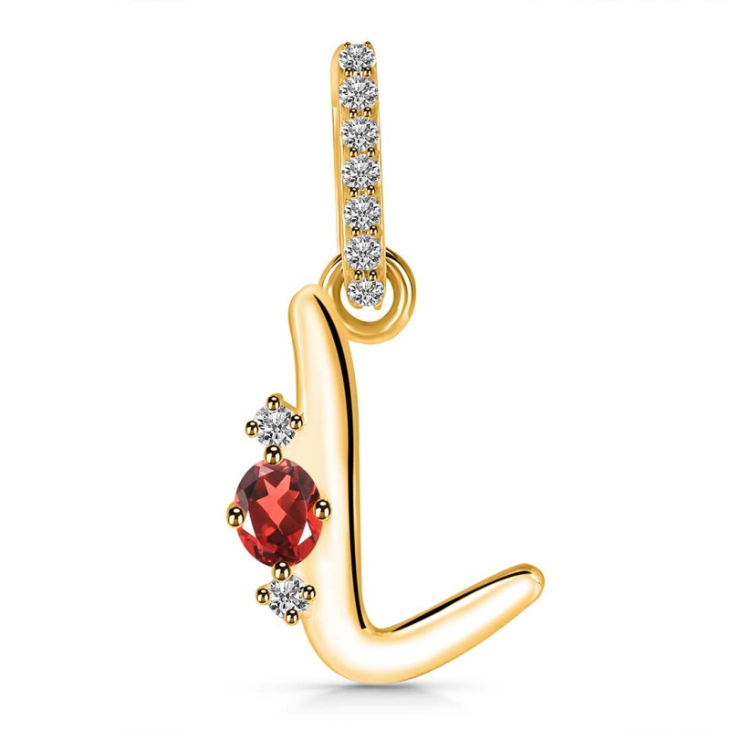 Garnet & White Topaz Alphabet L Pendant GAR-RDA-38.