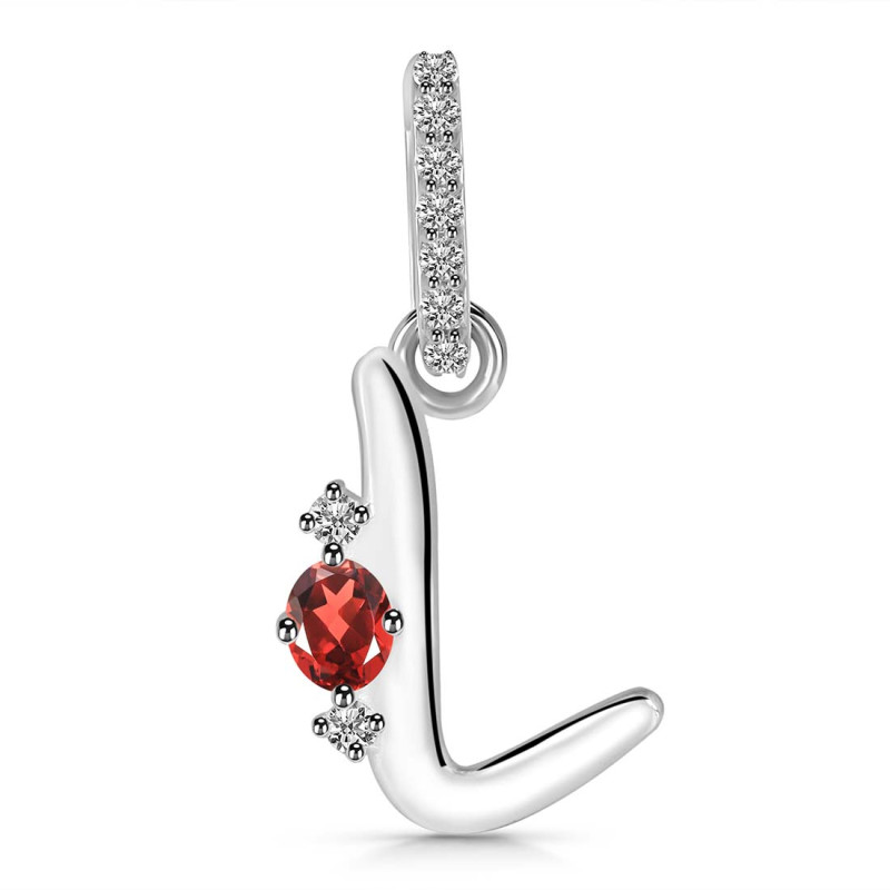 Garnet & White Topaz Alphabet L Pendant GAR-RDA-38.