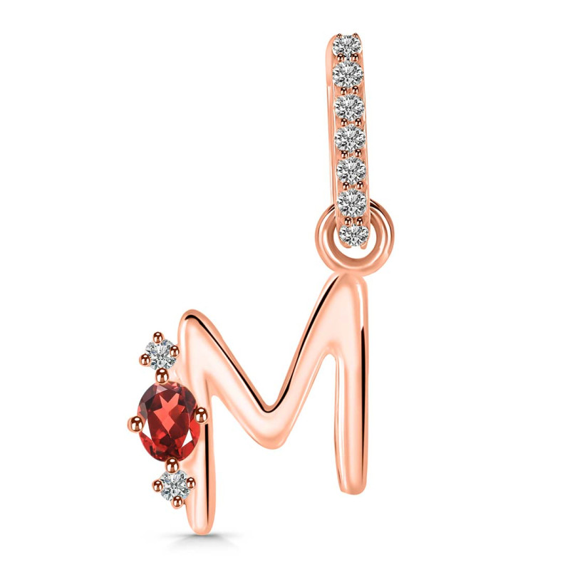 Garnet & White Topaz Alphabet M Pendant GAR-RDA-39.