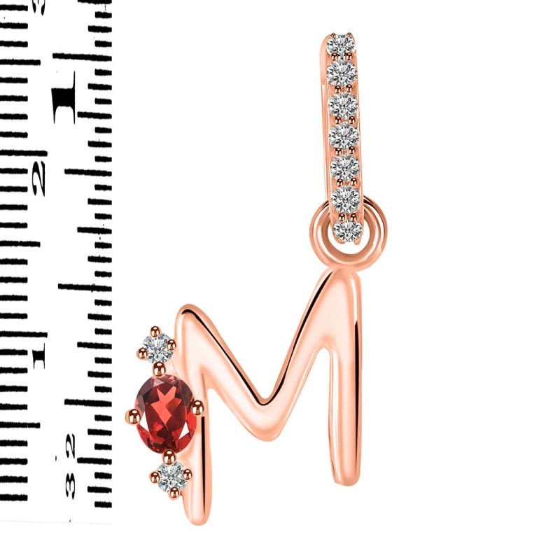 Garnet & White Topaz Alphabet M Pendant GAR-RDA-39.