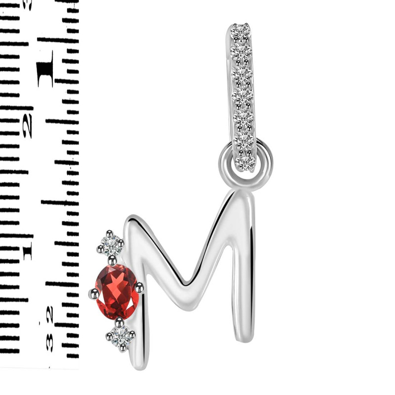 Garnet & White Topaz Alphabet M Pendant GAR-RDA-39.