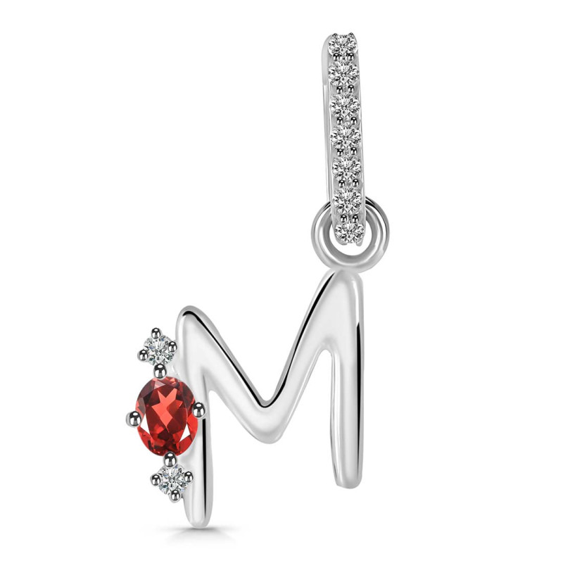 Garnet & White Topaz Alphabet M Pendant GAR-RDA-39.