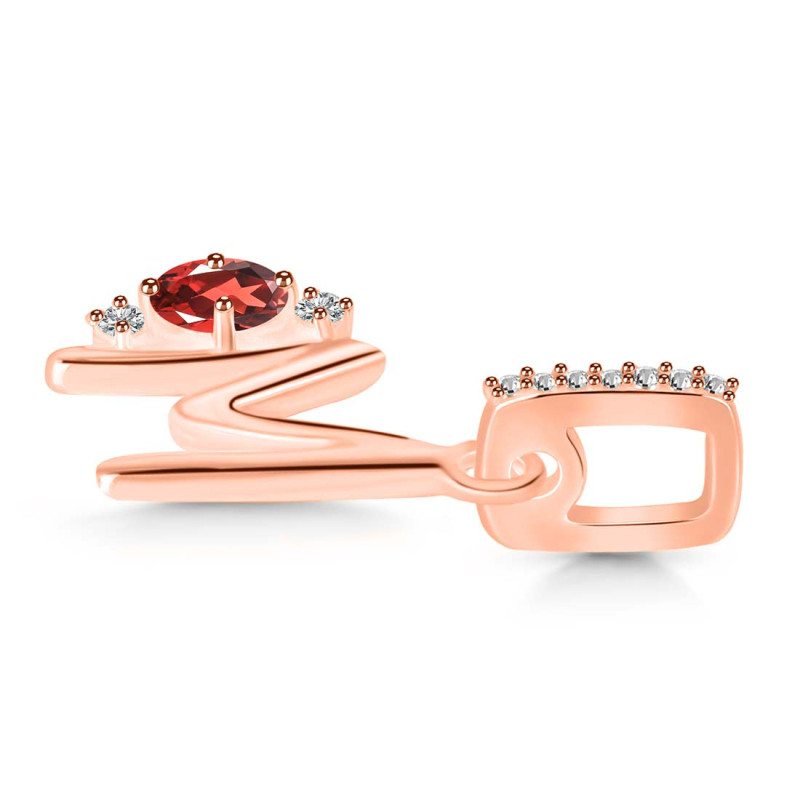 Garnet & White Topaz Alphabet M Pendant GAR-RDA-39.