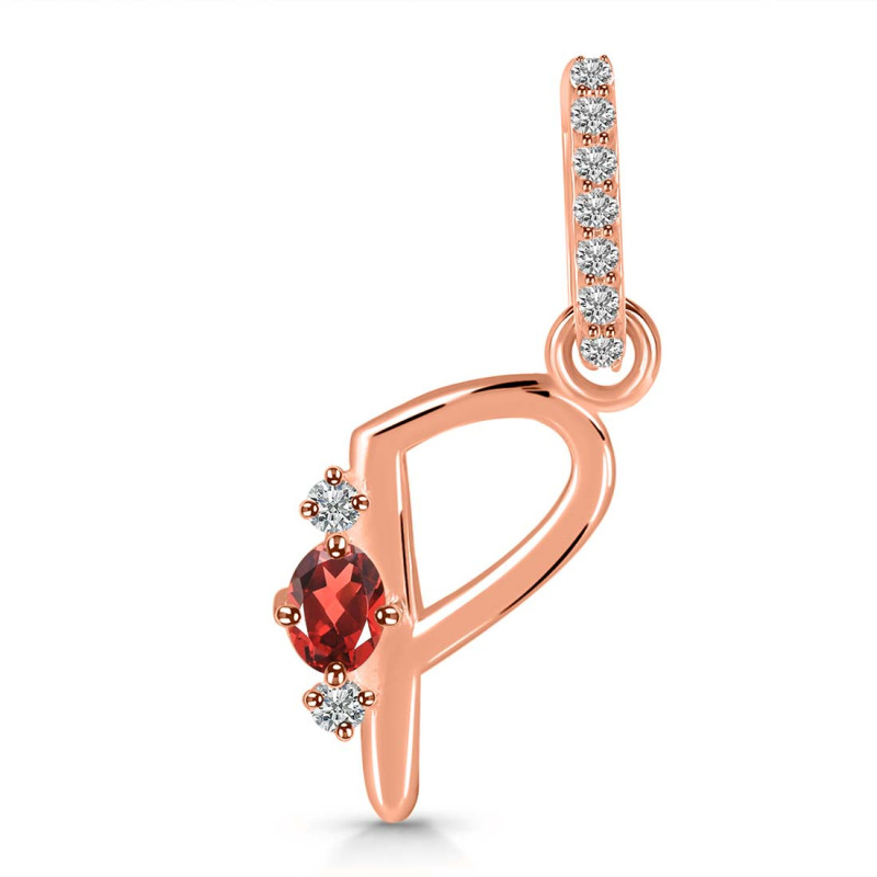 Garnet & White Topaz Alphabet P Pendant GAR-RDA-42.
