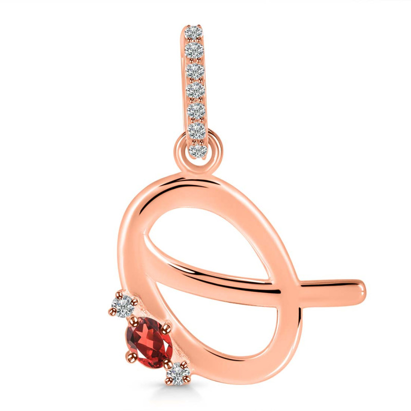 Garnet & White Topaz Alphabet Q Pendant GAR-RDA-43.