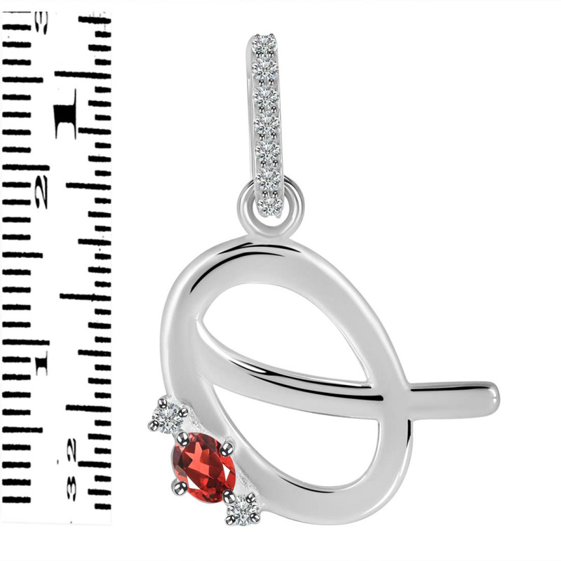 Garnet & White Topaz Alphabet Q Pendant GAR-RDA-43.