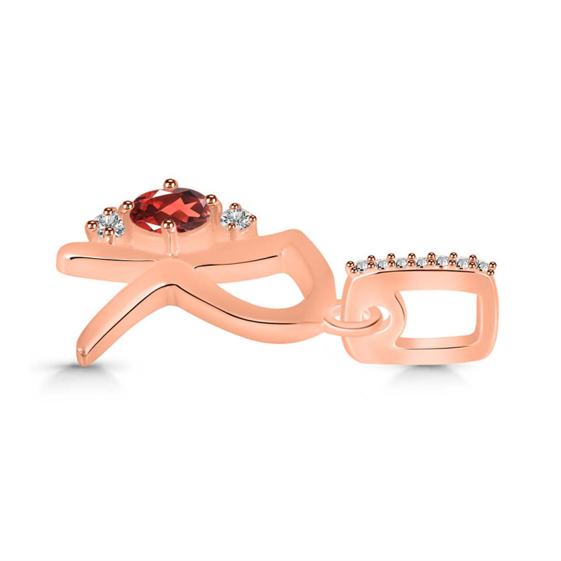 Garnet & White Topaz Alphabet R Pendant GAR-RDA-44.