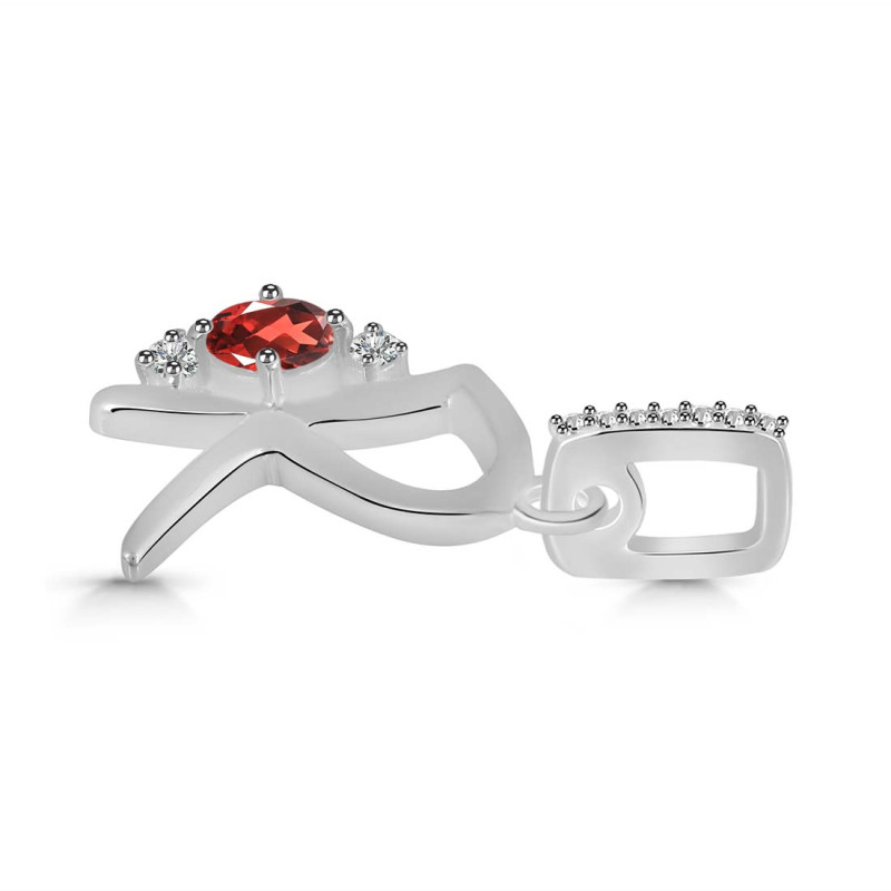Garnet & White Topaz Alphabet R Pendant
