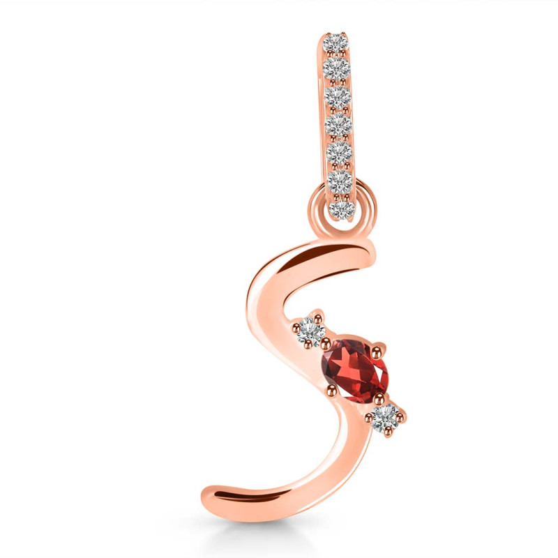 Garnet & White Topaz Alphabet S Pendant GAR-RDA-45.