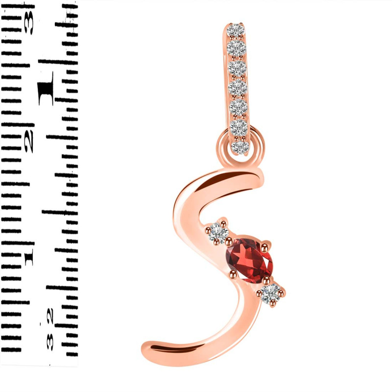 Garnet & White Topaz Alphabet S Pendant GAR-RDA-45.