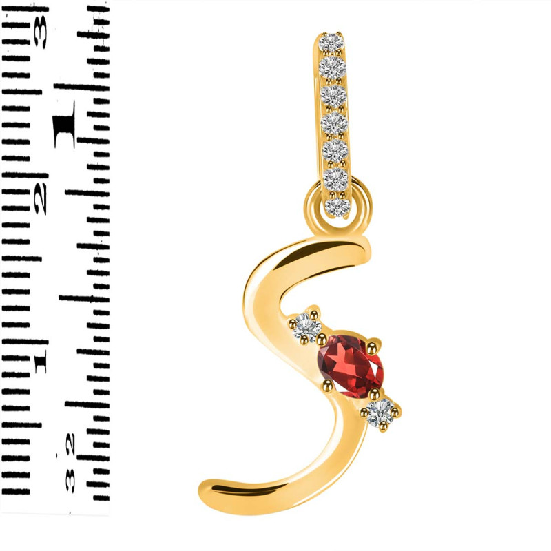 Garnet & White Topaz Alphabet S Pendant GAR-RDA-45.