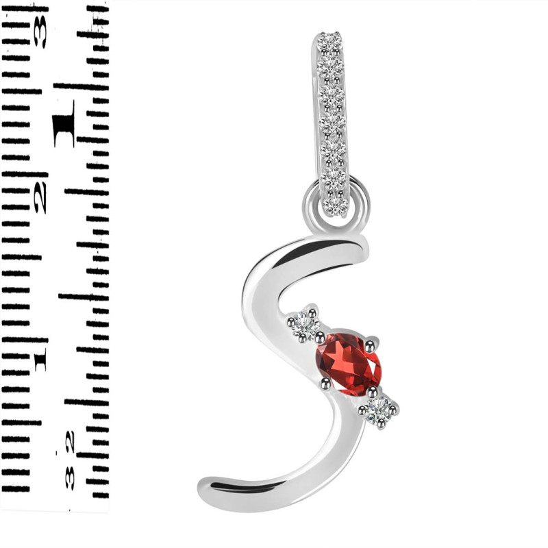 Garnet & White Topaz Alphabet S Pendant GAR-RDA-45.
