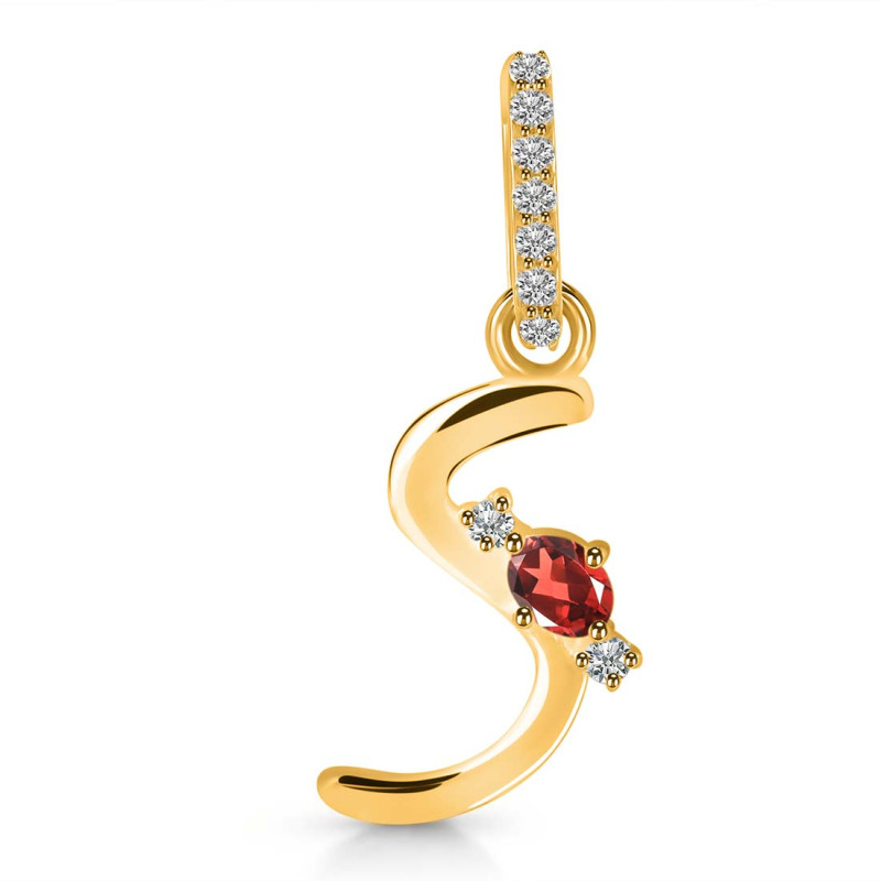 Garnet & White Topaz Alphabet S Pendant GAR-RDA-45.
