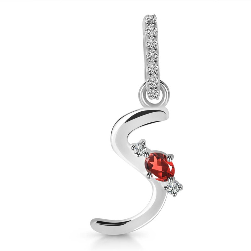 Garnet & White Topaz Alphabet S Pendant GAR-RDA-45.