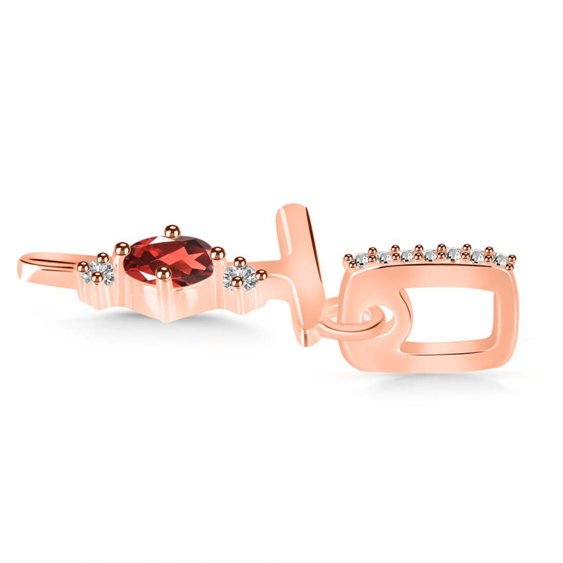 Garnet & White Topaz Alphabet T Pendant GAR-RDA-46.