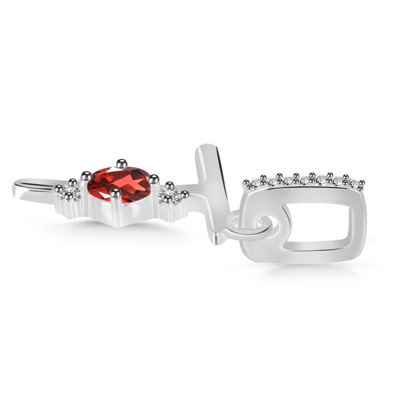 Garnet & White Topaz Alphabet T Pendant